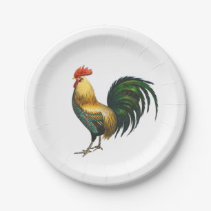 Rooster country classic stylish traditional bird   paper plate