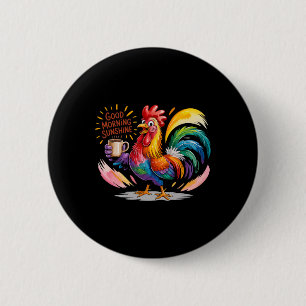 Rooster Country Decor Chicken Gallo Coffee Morning 6 Cm Round Badge