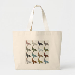 Rooster Country Pattern Large Tote Bag