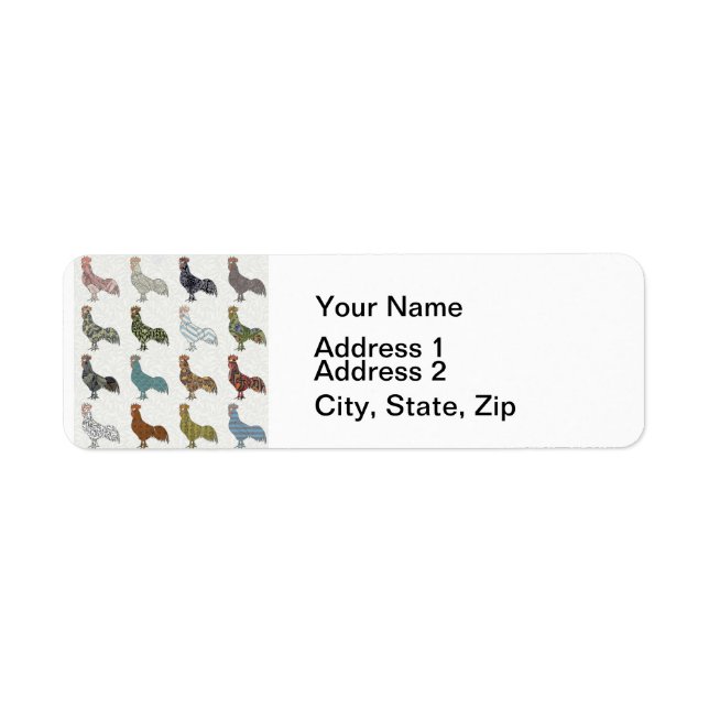 Rooster Country Pattern Return Address Label (Front)