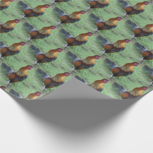 Rooster Crowing Animal Nature Pattern   Wrapping Paper