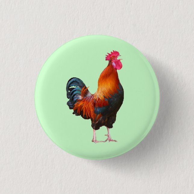 Rooster Crowing Button (Front)