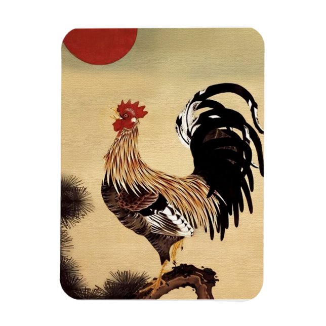 Rooster Crowing by Ito Jakuchu Magnet (Vertical)