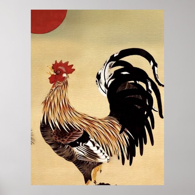 Rooster Crowing by Ito Jakuchu  Poster (Front)