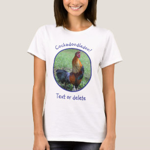 Rooster Crowing Cockadoodledoo Funny  T-Shirt