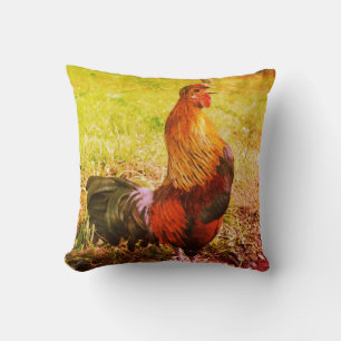 Rooster Crowing Farm Animal Abstract  Cushion