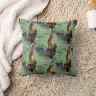 Rooster Crowing Nature Pattern Cushion