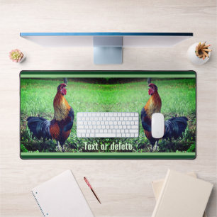 Rooster Crowing Personalised Animal Desk Mat