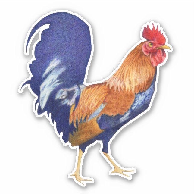Rooster Custom-Cut Stickers (Front)