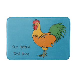 Rooster custom text & colour bath mats
