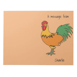 Rooster custom text & colour notepads