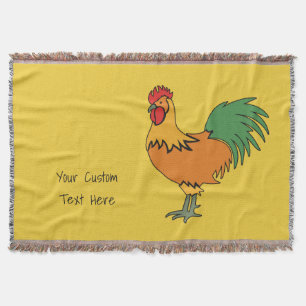 Rooster custom text & colour throw blanket