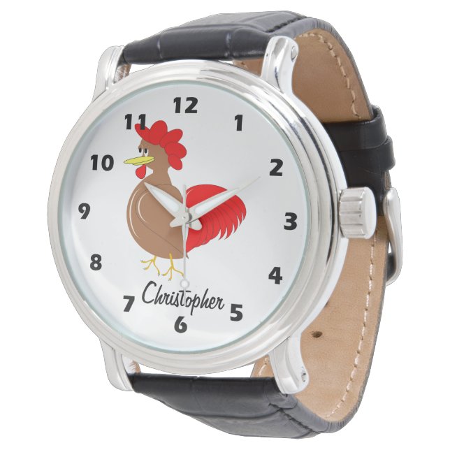Rooster Design Personalised Watch (Angled)