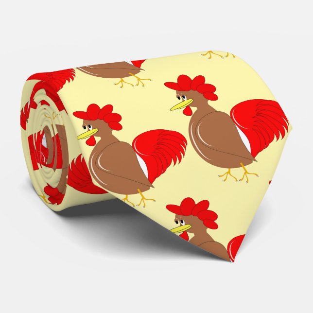 Rooster Design Tie (Rolled)