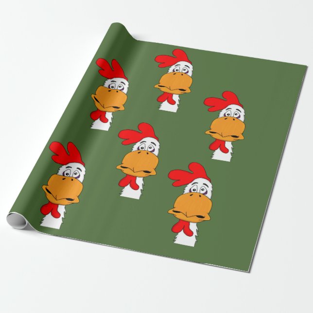 Rooster design wrapping paper (Unrolled)
