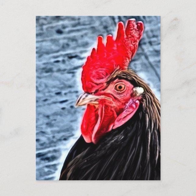 Rooster Digital Art Postcard (Front)