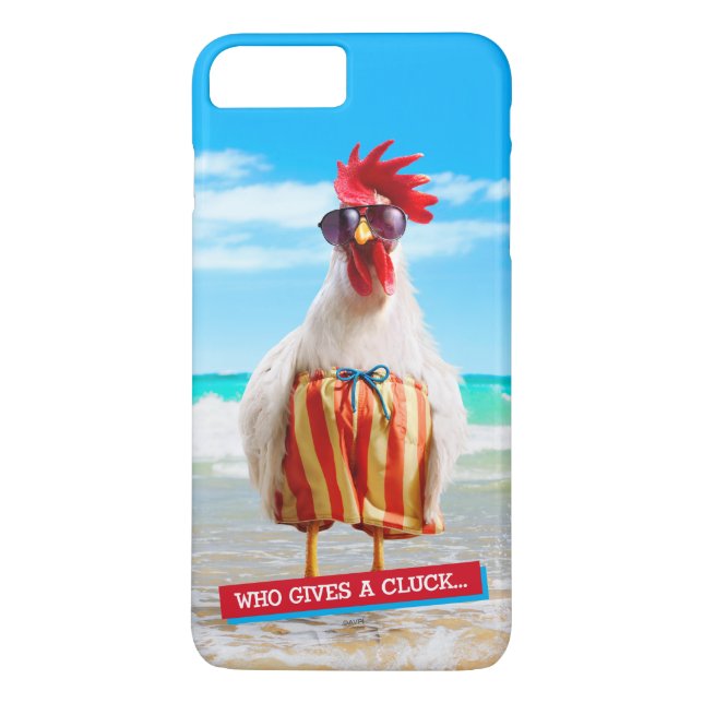 Rooster Dude Chillin' at Beach in Swim Trunks Case-Mate iPhone Case (Back)