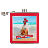 Rooster Dude Chillin' at Beach in Swim Trunks