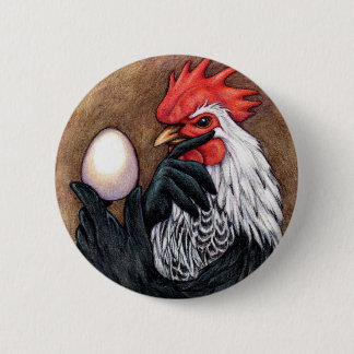 Rooster Egg Drawing Chicken Philosopher 6 Cm Round Badge