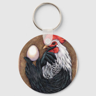Rooster Egg Drawing Chicken Philosopher Key Ring