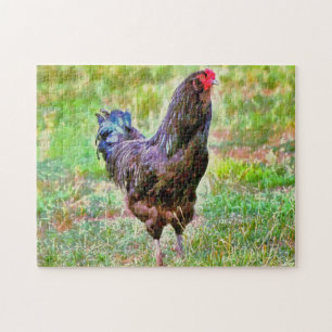 Rooster Farm Art Chicken Art Puzzle