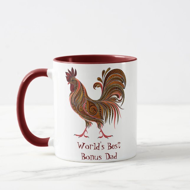 Rooster Farm Chicken World's Best Bonus Dad Mug (Left)