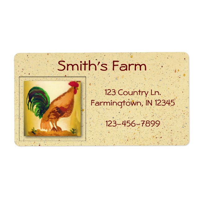 Rooster Farm Eggs Custom Label (Front)