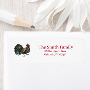 Rooster Farm Illustration Return Address  Label