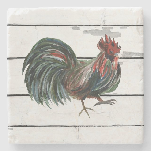 Rooster Farmhouse Marble Stone Coaster (Front)