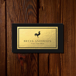 Rooster - Faux Gold Foil Business Card