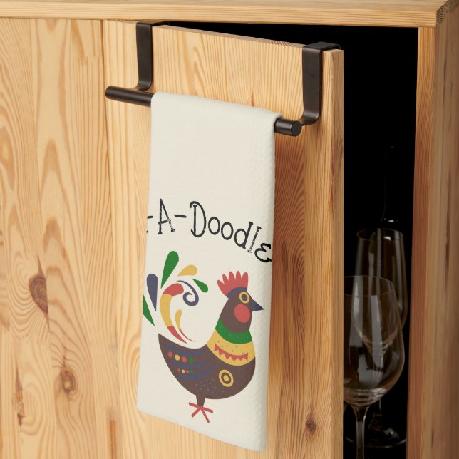 "Rooster" Folk Art Style Tea Towel (Thirds Fold)