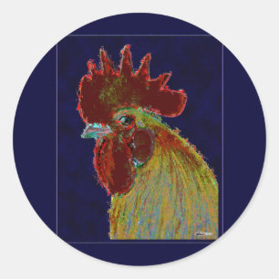 Rooster: Freestyle Head Classic Round Sticker