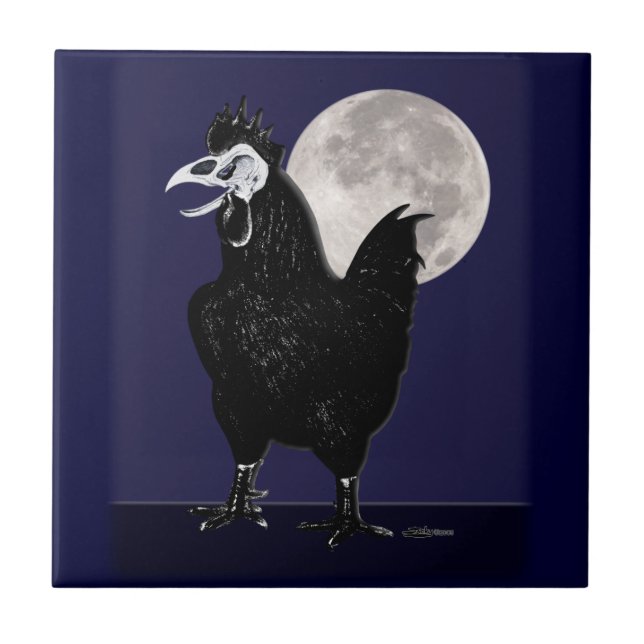 Rooster Ghost Ceramic Tile (Front)