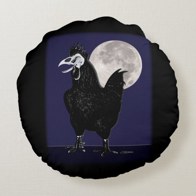 Rooster Ghost Round Cushion (Back)