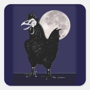 Rooster Ghost Square Sticker