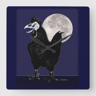 Rooster Ghost Square Wall Clock