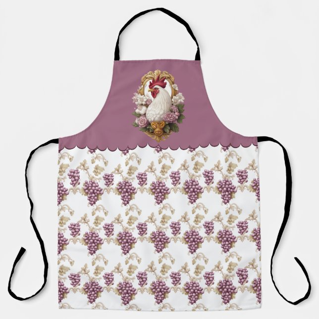 Rooster & Grapes Heraldic Crest Apron (Front)