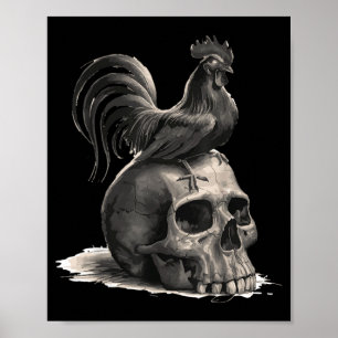 Rooster Halloween Hen Farmers Men Women Scary Poster