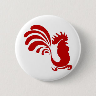 Rooster Hen Farm Animal Silhouette Vintage 6 Cm Round Badge