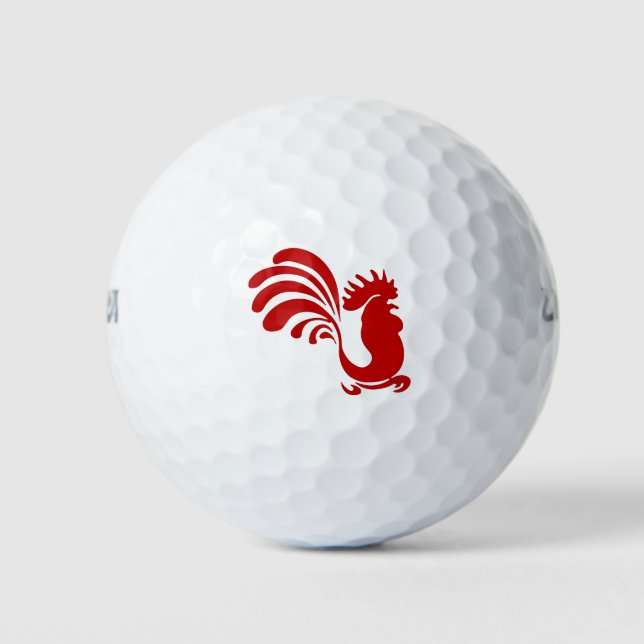 Rooster Hen Farm Animal Silhouette Vintage Golf Balls (Front)