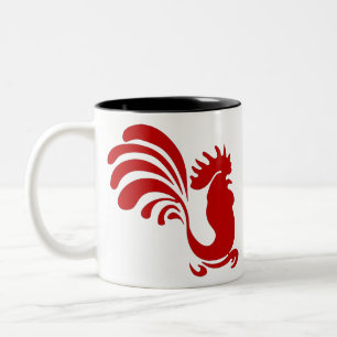 Rooster Hen Farm Animal Silhouette Vintage Two-Tone Coffee Mug