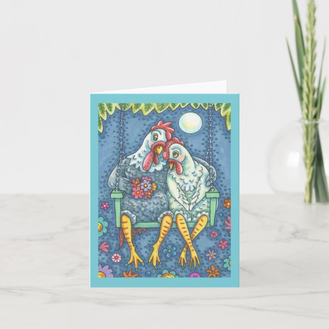 ROOSTER & HEN LOVERS, CHICKEN NOTE CARD Blank (Front)