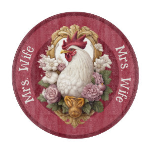 Rooster Heraldic Crest, maroon, Cutting Board