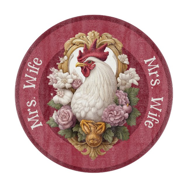 Rooster Heraldic Crest, maroon, Cutting Board (Front)