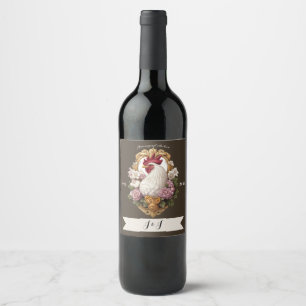 Rooster Heraldic Crest Wine Label