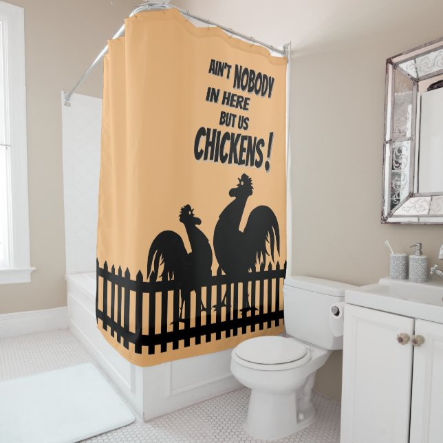 Rooster Humour Fun Gift Shower Curtain (In Situ)