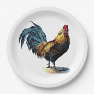 Rooster Illustration #1 Paper Plate
