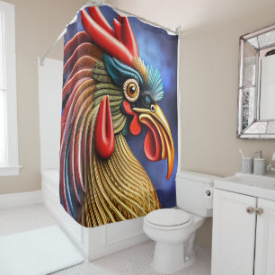 Rooster in Bloom Shower Curtain