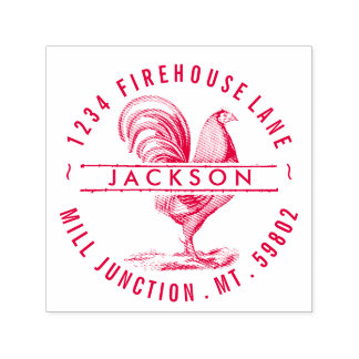 Rooster In Circle Self-Inking Return Address Stamp