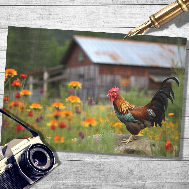 Rooster in Country 2 Decoupage Paper (Creator Uploaded)
